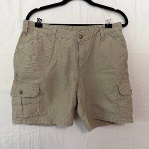 Carhartt Womens Cargo Shorts 7-Pocket Tan Y2K Sz 12 100% Cotton made in Mexico